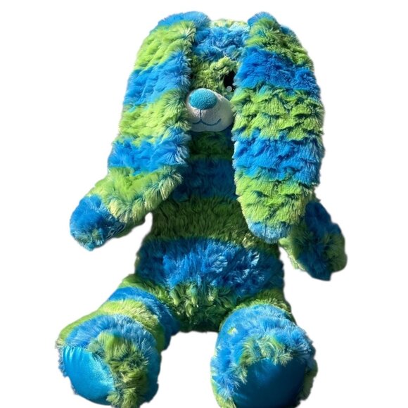 Build A Bear Plush Stuffed Bunny Rabbit Blue Green Stripes Support Pet Toy - Picture 1 of 16
